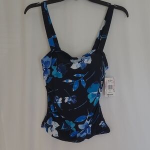 Kensie Blue Floral Women's Swimsuit Top